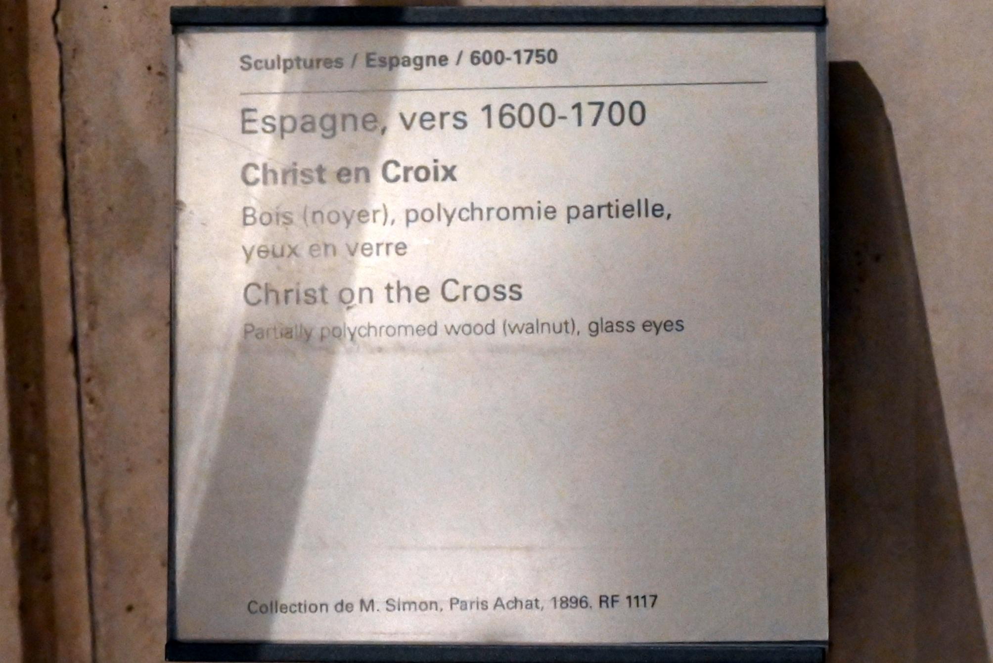 Kruzifixus, Paris, Musée du Louvre, Saal 164, um 1600–1700, Bild 2/2