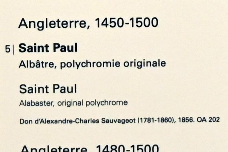 Heiliger Paulus, Paris, Musée du Louvre, Saal 165, um 1450–1500, Bild 2/2