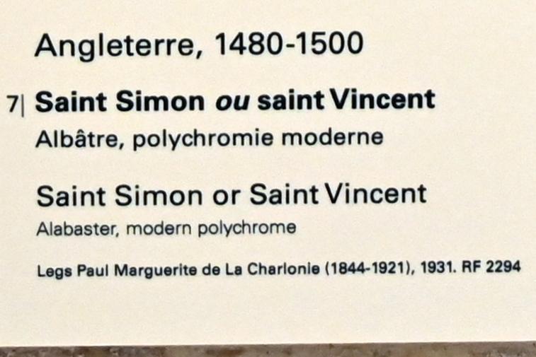 Heiliger Simon oder Heiliger Vinzenz von Valencia, Paris, Musée du Louvre, Saal 165, um 1480–1500, Bild 2/2