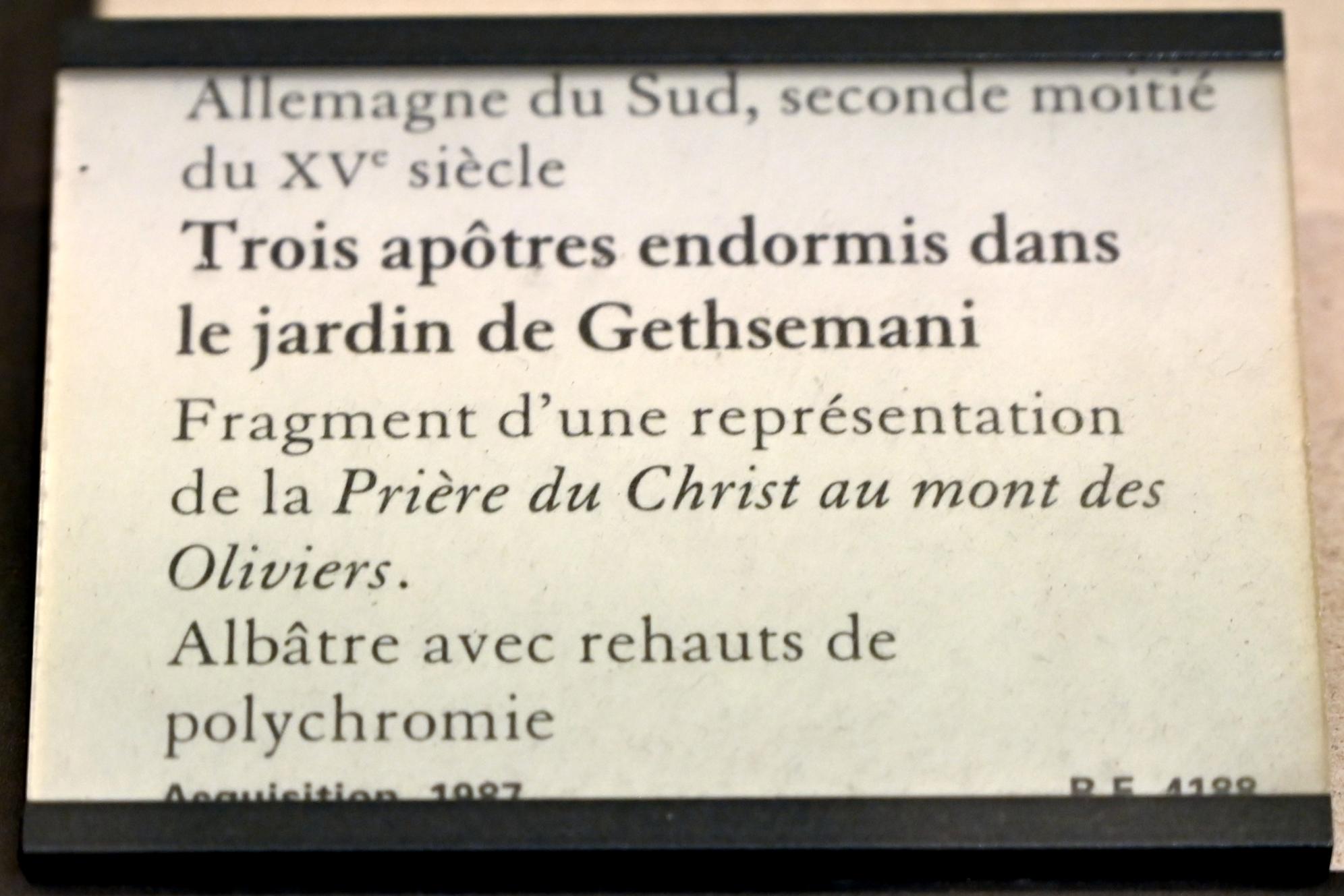 Drei schlafende Apostel im Garten Gethsemane, Paris, Musée du Louvre, Saal 166, 2. Hälfte 15. Jhd., Bild 2/2