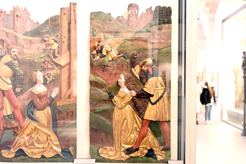 Hans Gieng (Werkstatt) (1524), Martyrium der Heiligen Barbara, Ependes FR, Kirche Saint-Etienne, jetzt Paris, Musée du Louvre, Saal 168, 1524, Bild 1/3
