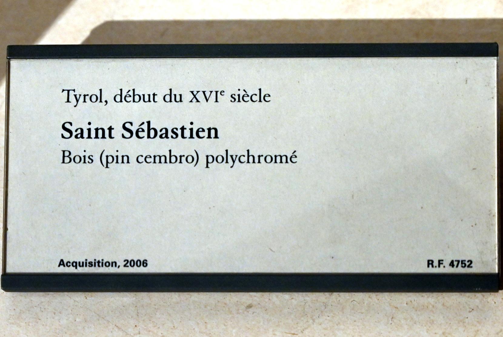 Heiliger Sebastian, Paris, Musée du Louvre, Saal 169, Beginn 16. Jhd., Bild 4/4