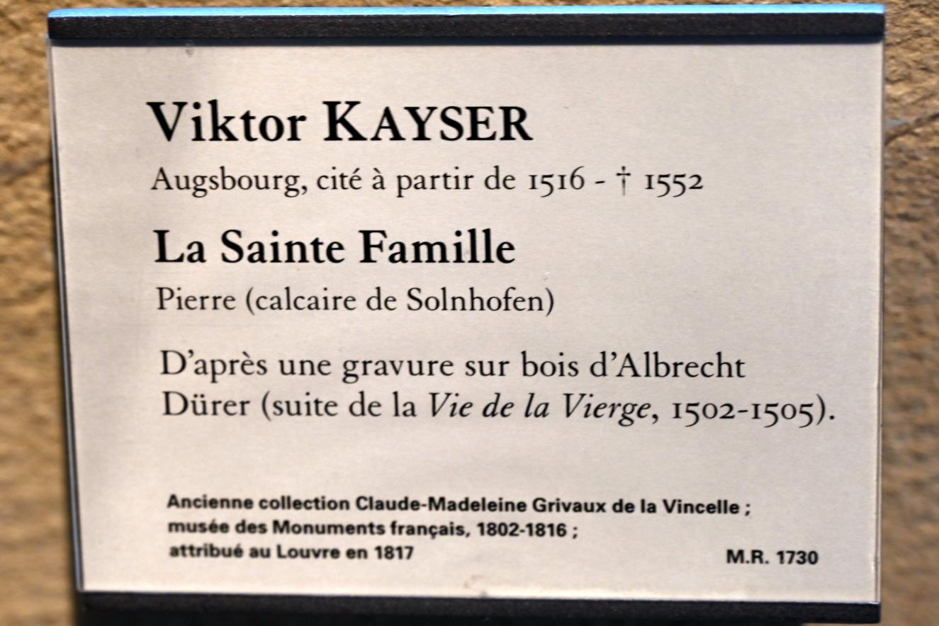 Victor Kayser (1530–1532), Heilige Familie, Paris, Musée du Louvre, Saal 169, Undatiert, Bild 2/2