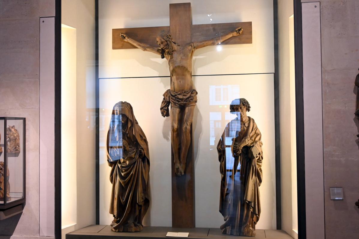 Christus am Kreuz, die Jungfrau und der heilige Johannes, Nivelles, Stiftskirche St. Gertrud, jetzt Paris, Musée du Louvre, Saal 169, Ende 15. Jhd., Bild 1/9