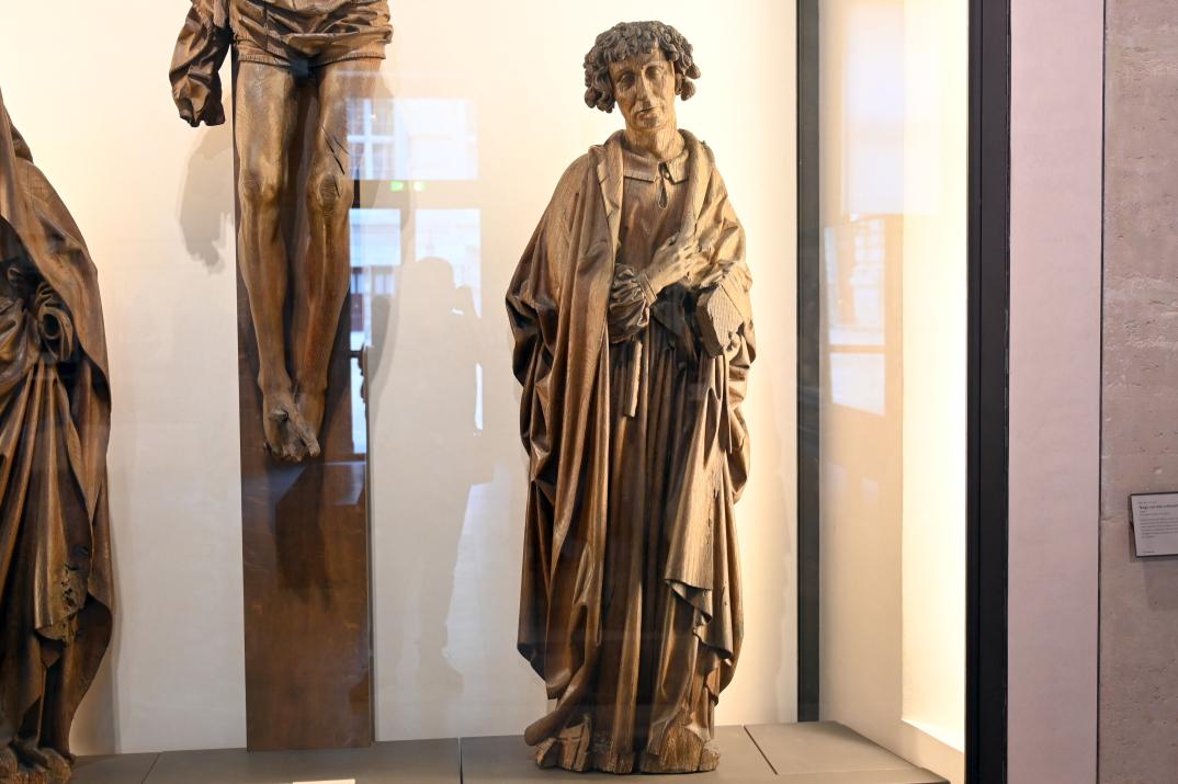 Christus am Kreuz, die Jungfrau und der heilige Johannes, Nivelles, Stiftskirche St. Gertrud, jetzt Paris, Musée du Louvre, Saal 169, Ende 15. Jhd., Bild 3/9