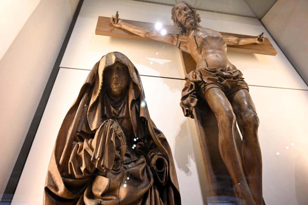 Christus am Kreuz, die Jungfrau und der heilige Johannes, Nivelles, Stiftskirche St. Gertrud, jetzt Paris, Musée du Louvre, Saal 169, Ende 15. Jhd., Bild 4/9