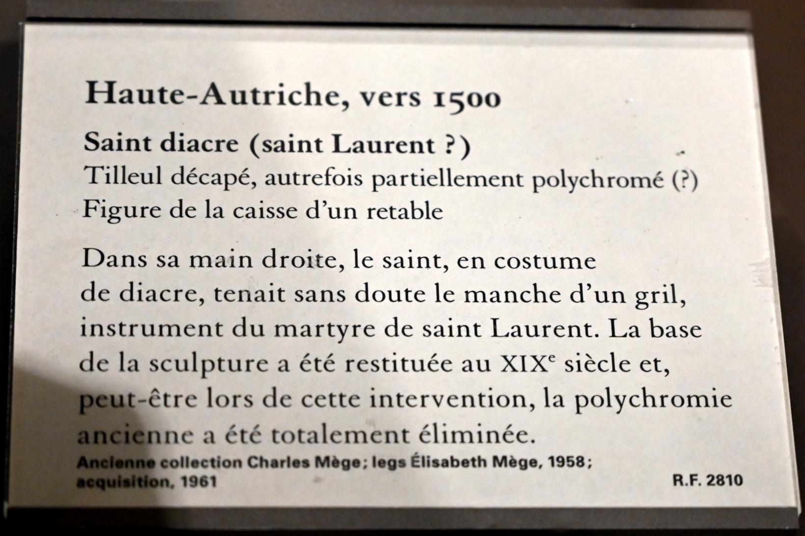 Heiliger Diakon (Laurentius?), Paris, Musée du Louvre, Saal 169, um 1500, Bild 3/3