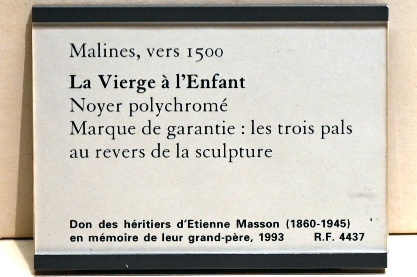 Maria mit Kind, Paris, Musée du Louvre, Saal 169, um 1500, Bild 2/2