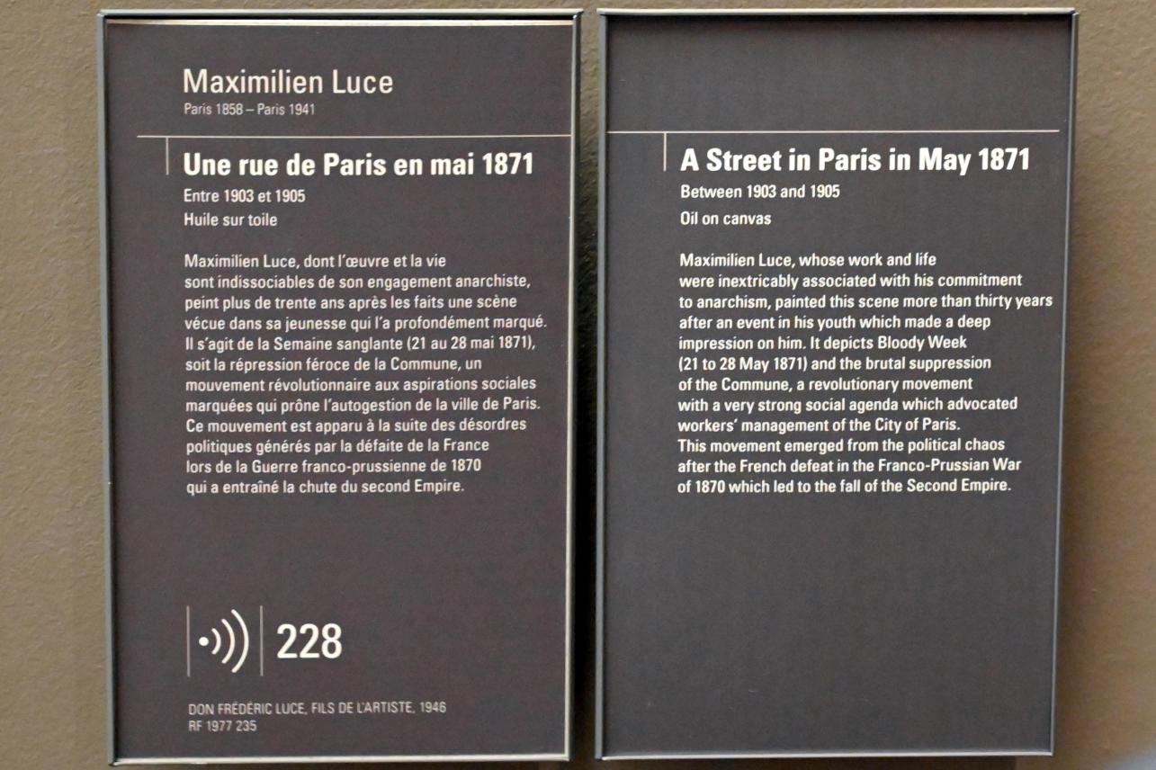 Maximilien Luce (1887–1930), Eine Straße in Paris im Mai 1871, Paris, Musée d’Orsay, 1903–1905, Bild 2/2