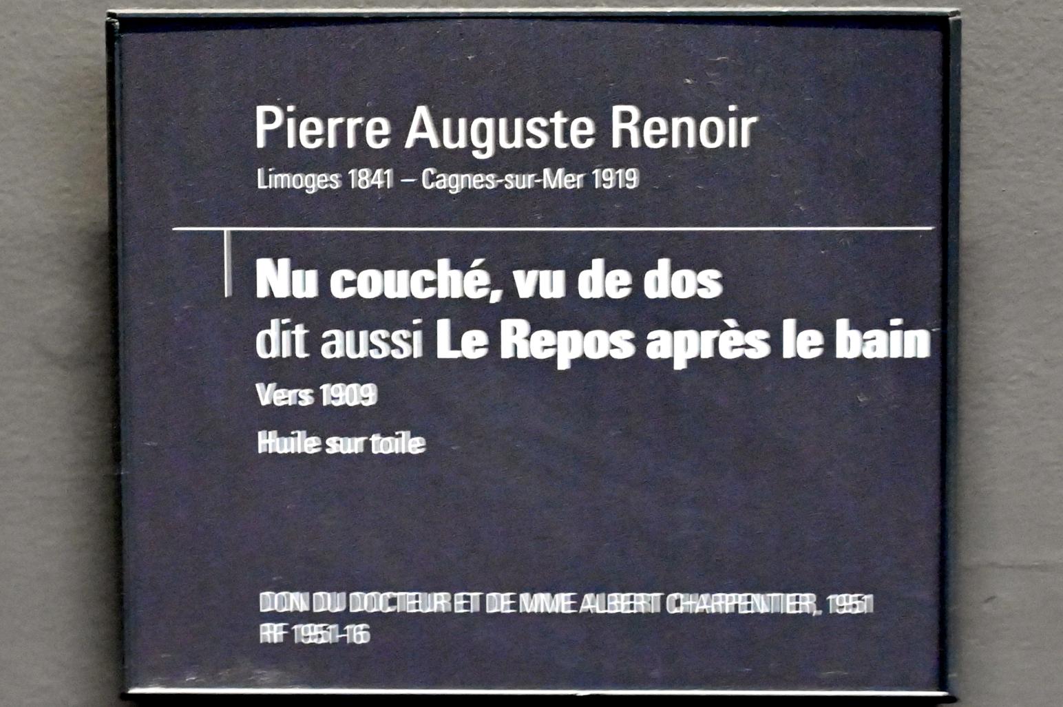 Auguste Renoir (Pierre-Auguste Renoir) (1866–1918), Liegender Akt, von hinten gesehen (Ruhe nach dem Bad), Paris, Musée d’Orsay, um 1909, Bild 2/2