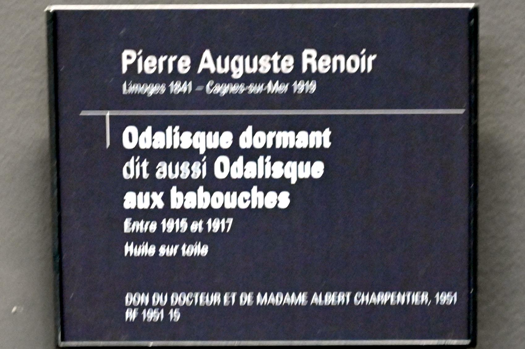 Auguste Renoir (Pierre-Auguste Renoir) (1866–1918), Schlafende Odaliske (Odaliske in Hausschuhen), Paris, Musée d’Orsay, 1915–1917, Bild 2/2