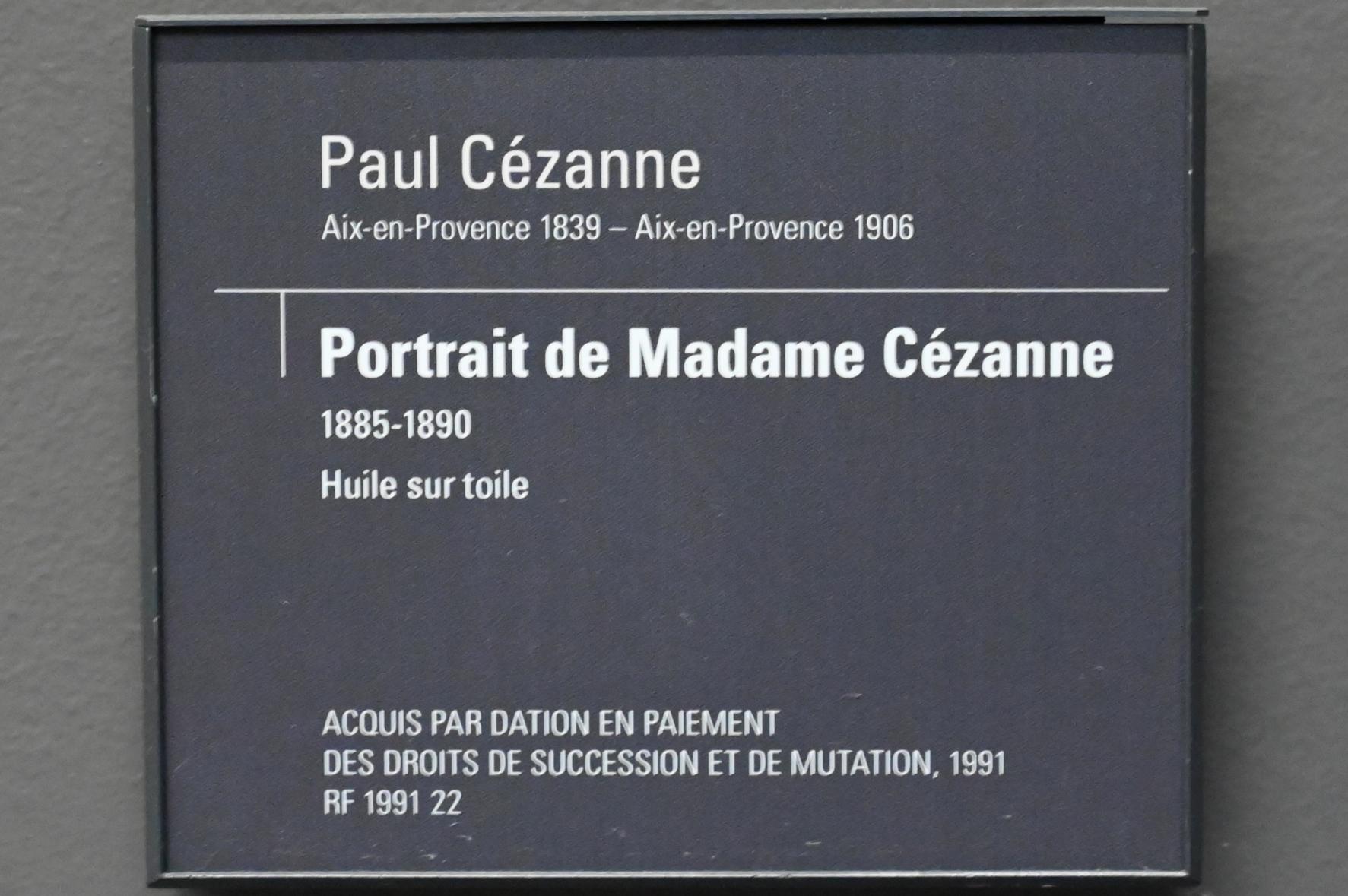 Paul Cézanne (1866–1906), Porträt der Madame Cézanne, Paris, Musée d’Orsay, 1885–1890, Bild 2/2