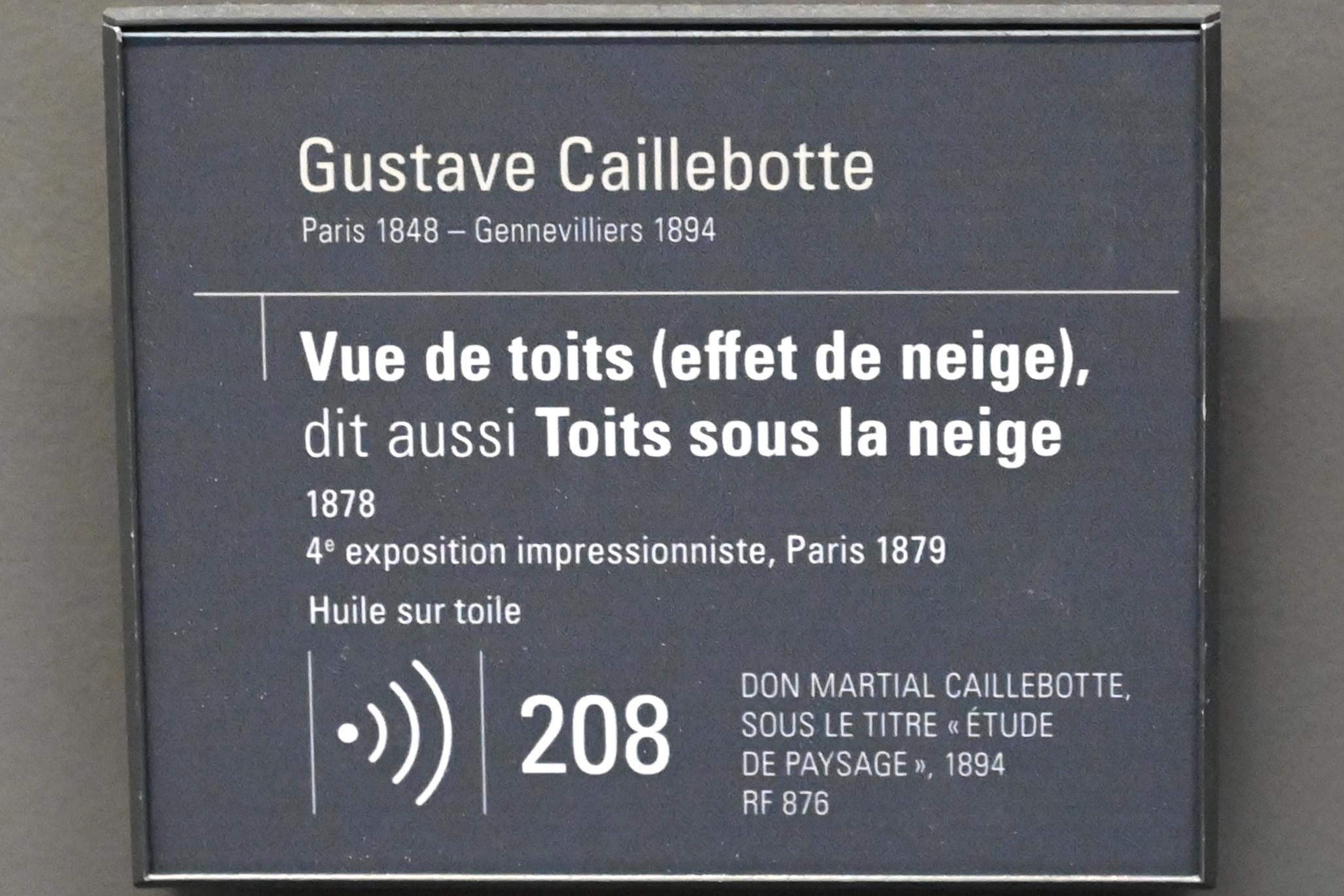 Gustave Caillebotte (1875–1893), Blick auf Dächern mit Schneeeffekt (Dächer unter dem Schnee), Paris, Musée d’Orsay, 1878, Bild 2/2