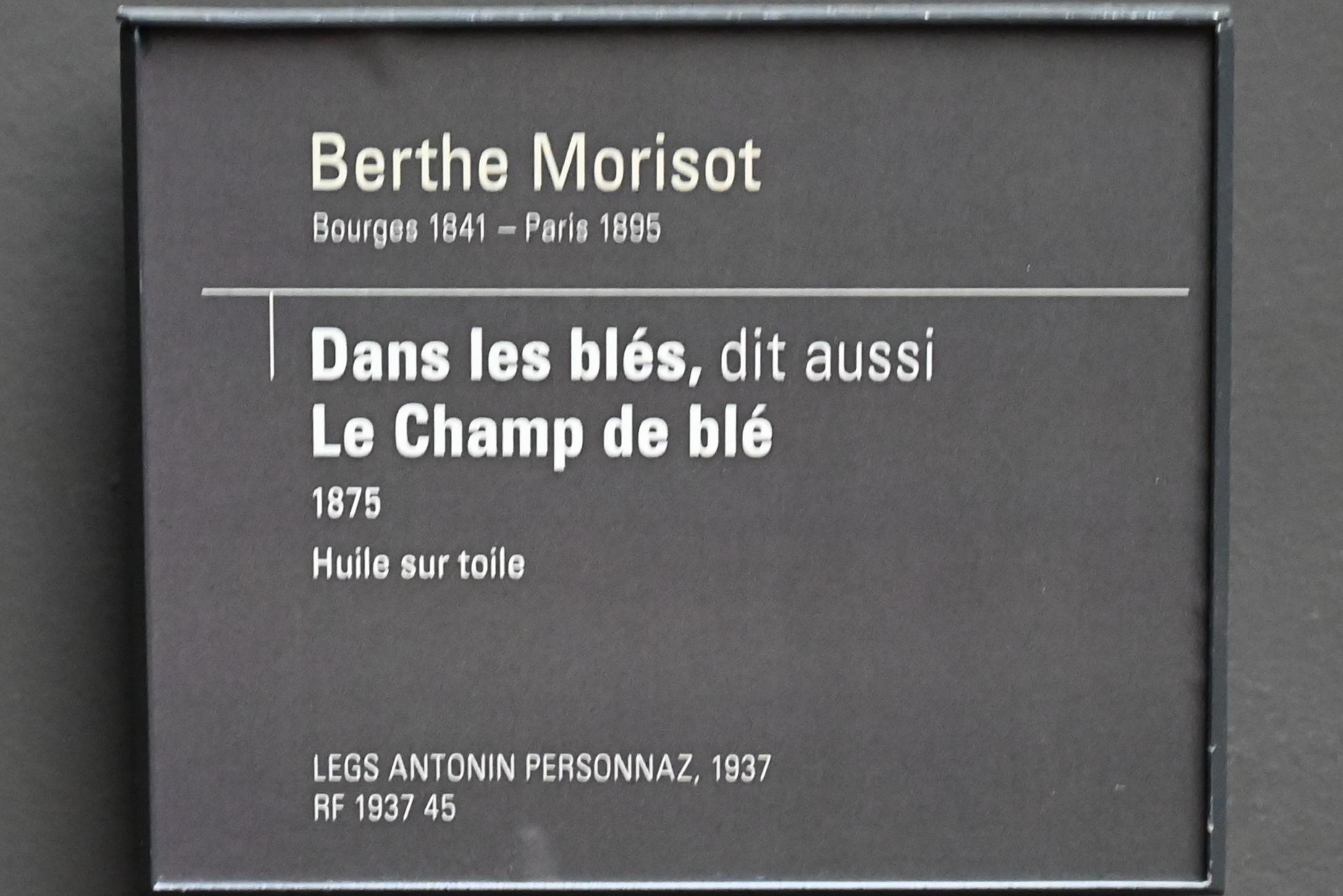 Berthe Morisot (1870–1894), Im Kornfeld (Weizenfeld), Paris, Musée d’Orsay, 1875, Bild 2/2