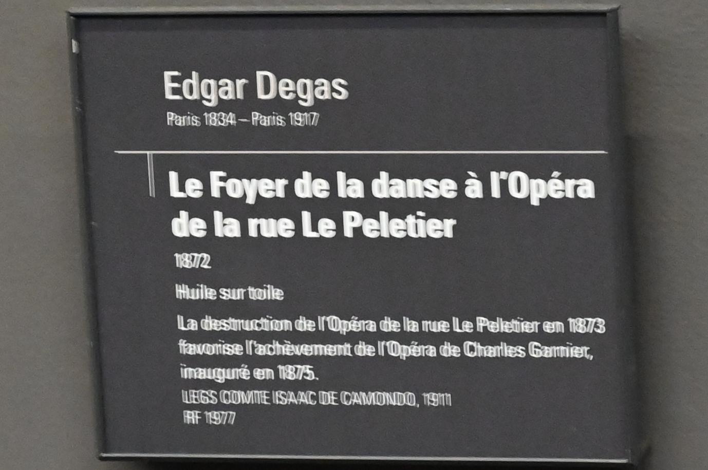 Edgar Degas (1855–1909), Der Tanzsaal an der Oper in der Rue Le Peletier, Paris, Musée d’Orsay, 1872, Bild 2/2