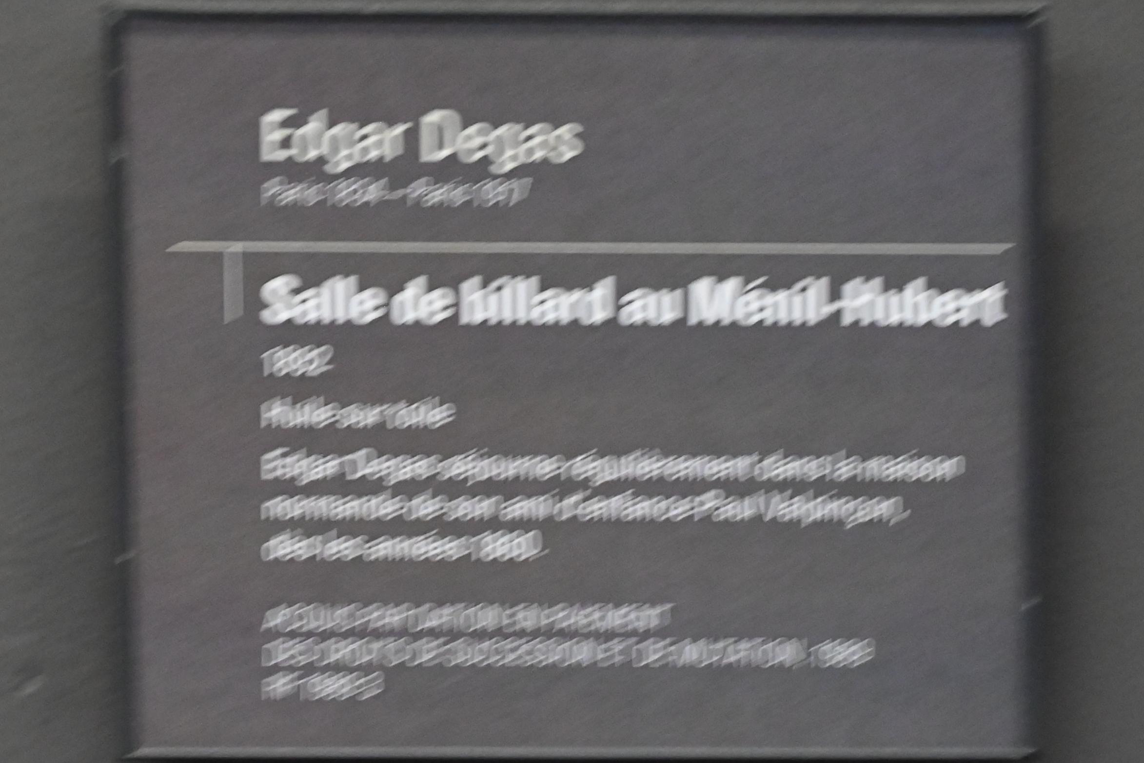 Edgar Degas (1855–1909), Billardzimmer in Ménil-Hubert, Paris, Musée d’Orsay, 1892, Bild 2/2