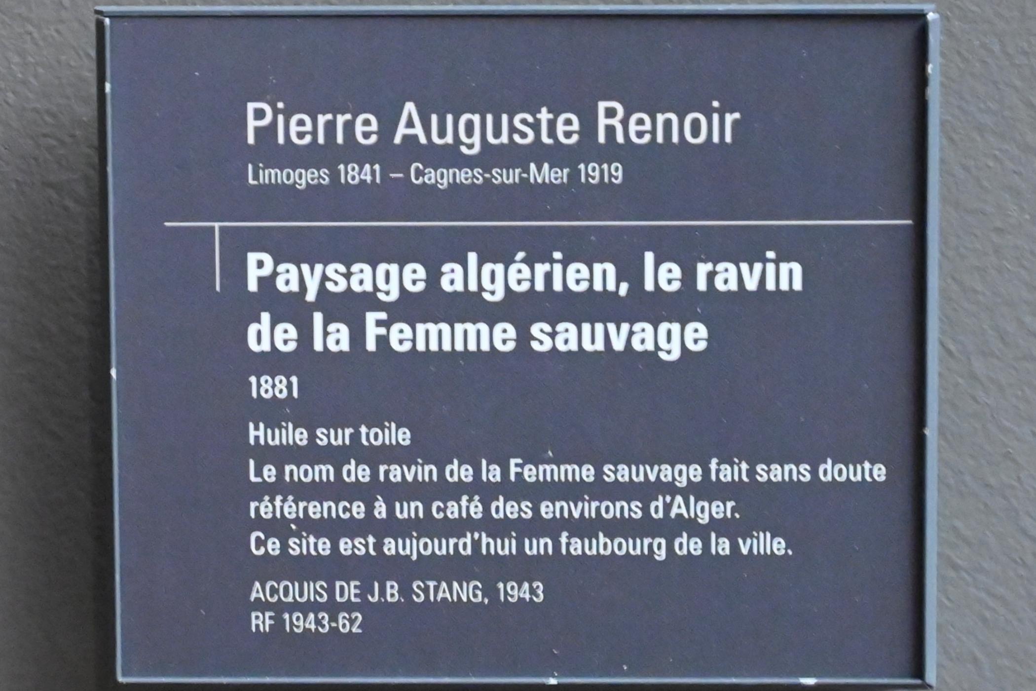 Auguste Renoir (Pierre-Auguste Renoir) (1866–1918), Algerische Landschaft (Ravin de la femme sauvage), Paris, Musée d’Orsay, 1881, Bild 2/2