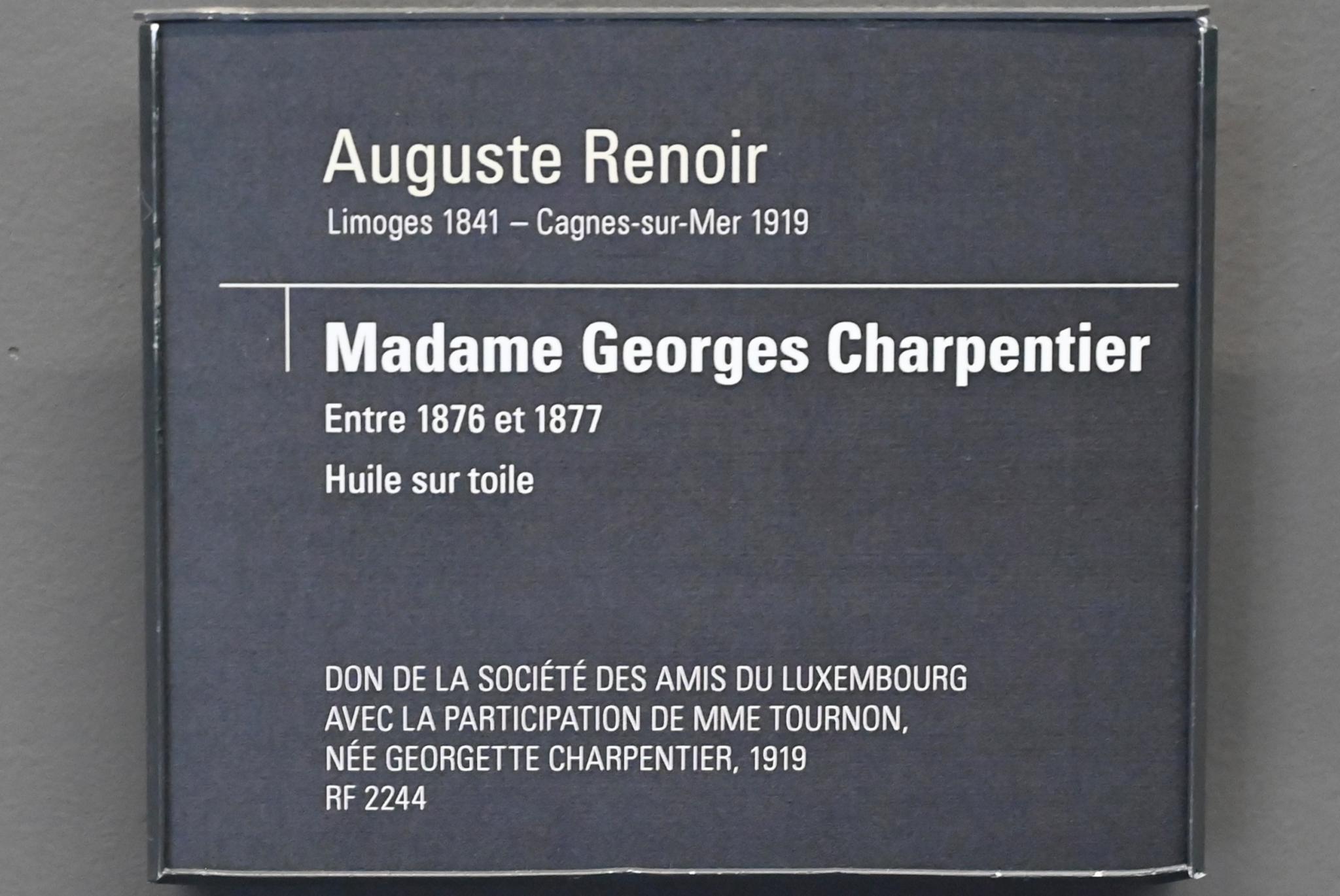 Auguste Renoir (Pierre-Auguste Renoir) (1866–1918), Madame Georges Charpentier, Paris, Musée d’Orsay, 1876–1877, Bild 2/2