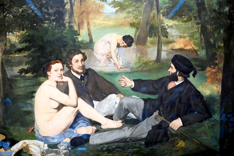 Édouard Manet (1855–1882), Das Mittagessen im Grünen (Das Bad, Das quadratische Spiel), Paris, Musée d’Orsay, 1863, Bild 2/3