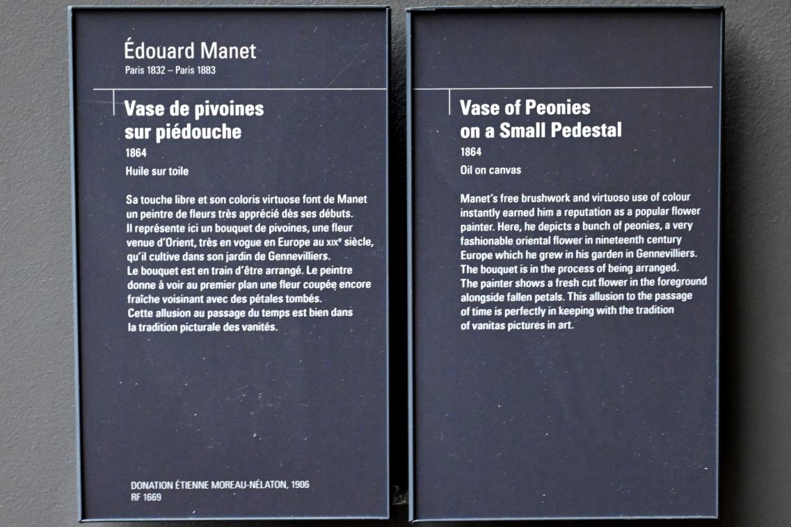 Édouard Manet (1855–1882), Vase mit Pfingstrosen auf kleinem Sockel, Paris, Musée d’Orsay, 1864, Bild 2/2