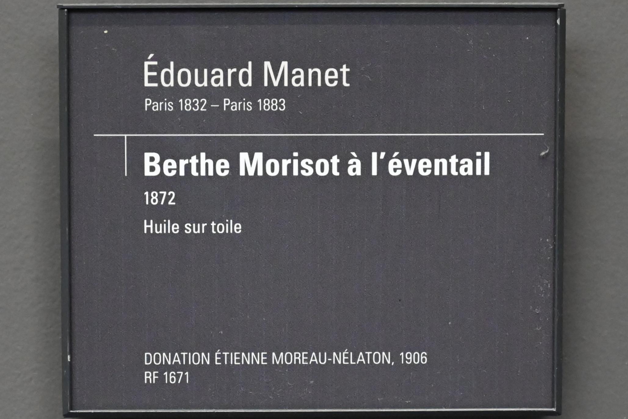 Édouard Manet (1855–1882), Berthe Morisot mit einem Fächer, Paris, Musée d’Orsay, 1872, Bild 2/2