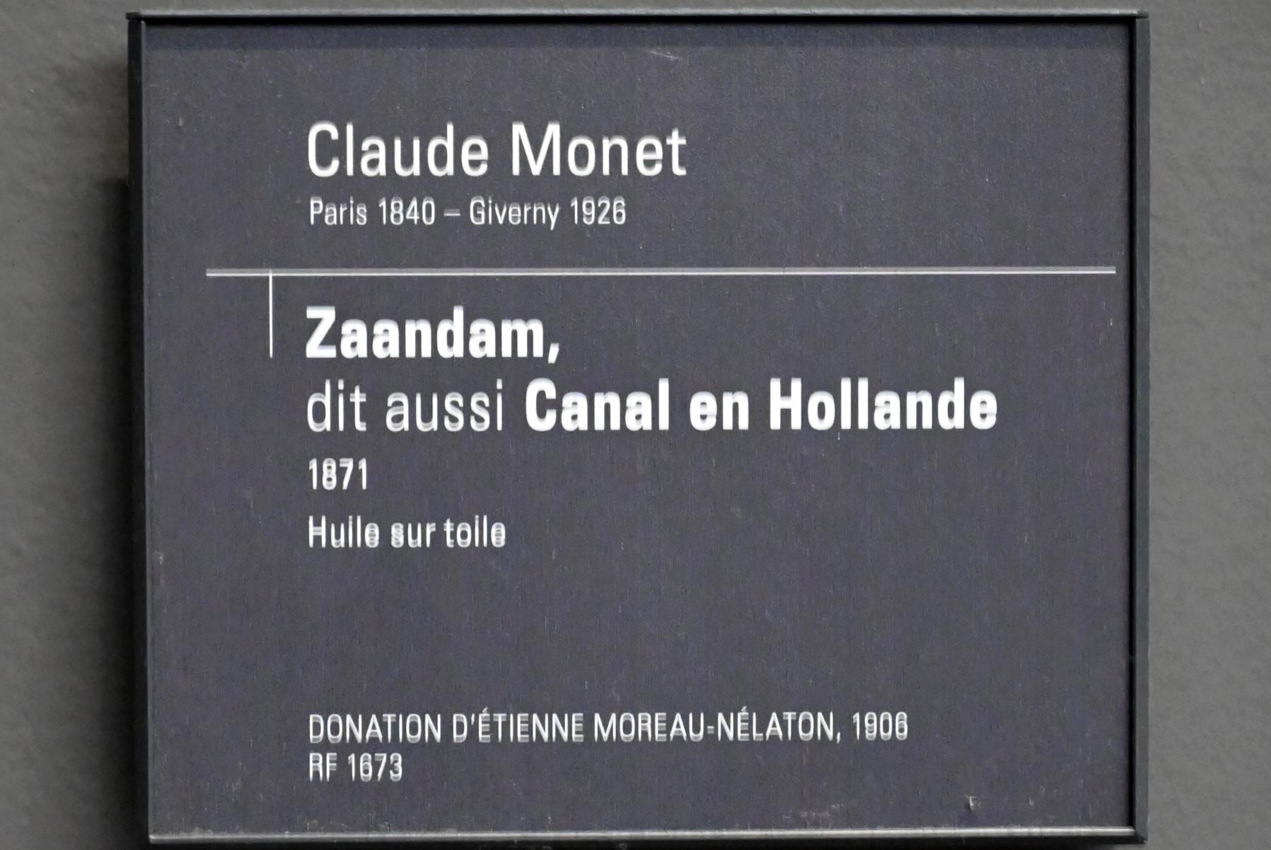 Claude Monet (1864–1925), Zaandam (Kanal in Holland), Paris, Musée d’Orsay, 1871, Bild 2/2
