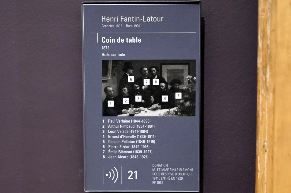 Henri Fantin-Latour (1858–1888), Tischecke, Paris, Musée d’Orsay, 1872, Bild 2/2