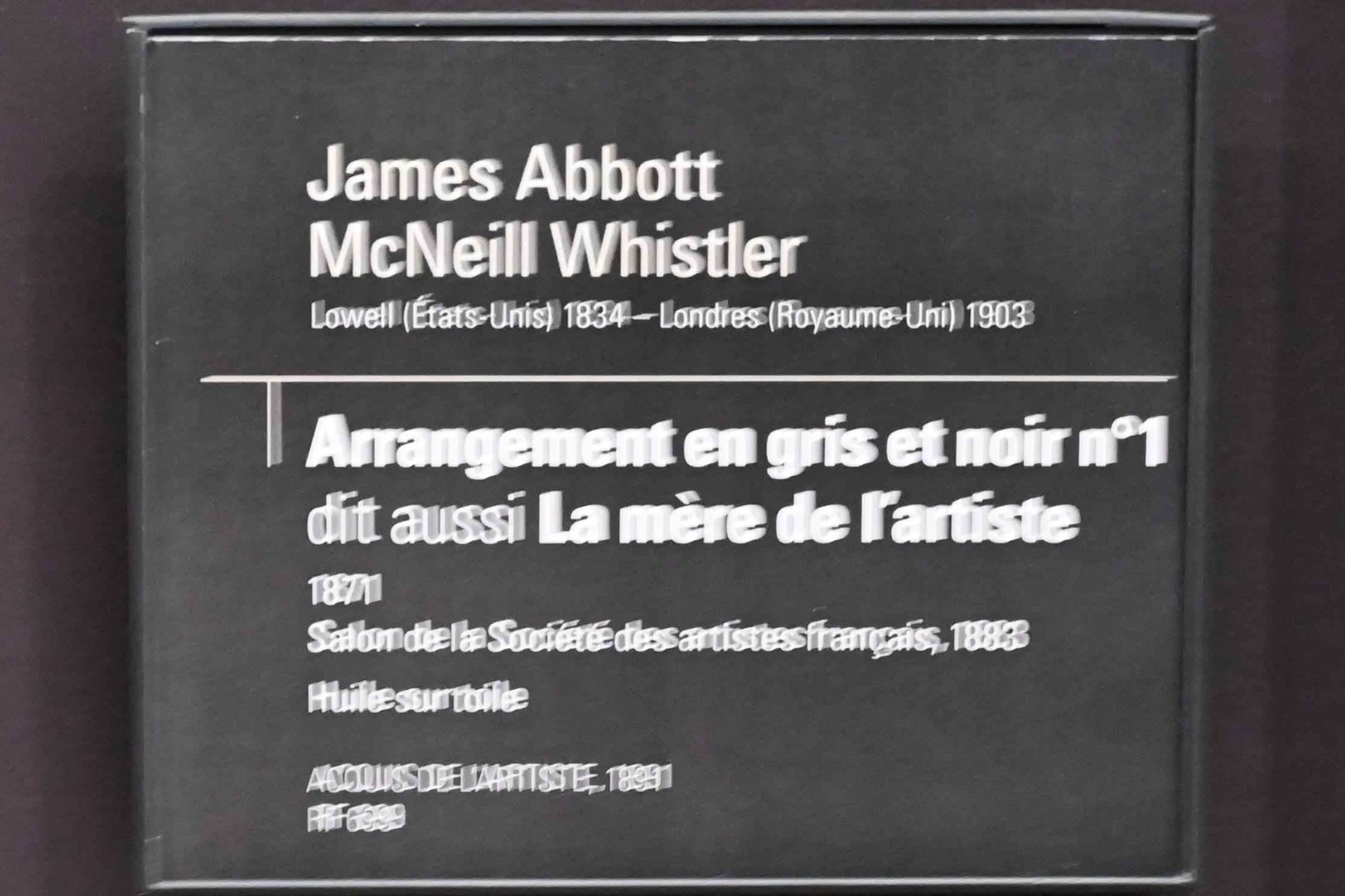 James McNeill Whistler (1871), Arrangement in Grau und Schwarz Nr. 1 (Die Mutter des Künstlers), Paris, Musée d’Orsay, 1871, Bild 2/2