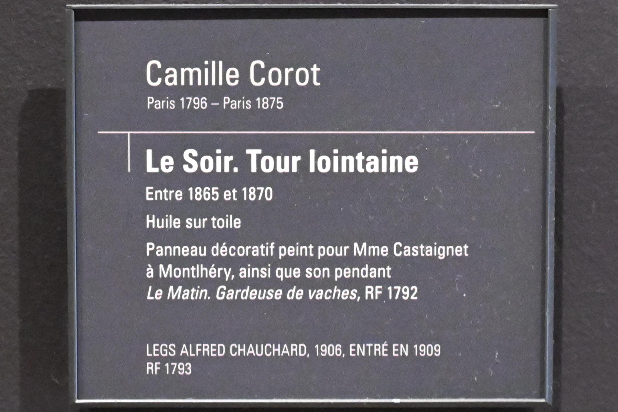 Jean-Baptiste Camille Corot (1823–1874), Turm in der Ferne am Abend, Paris, Musée d’Orsay, 1865–1870, Bild 2/2