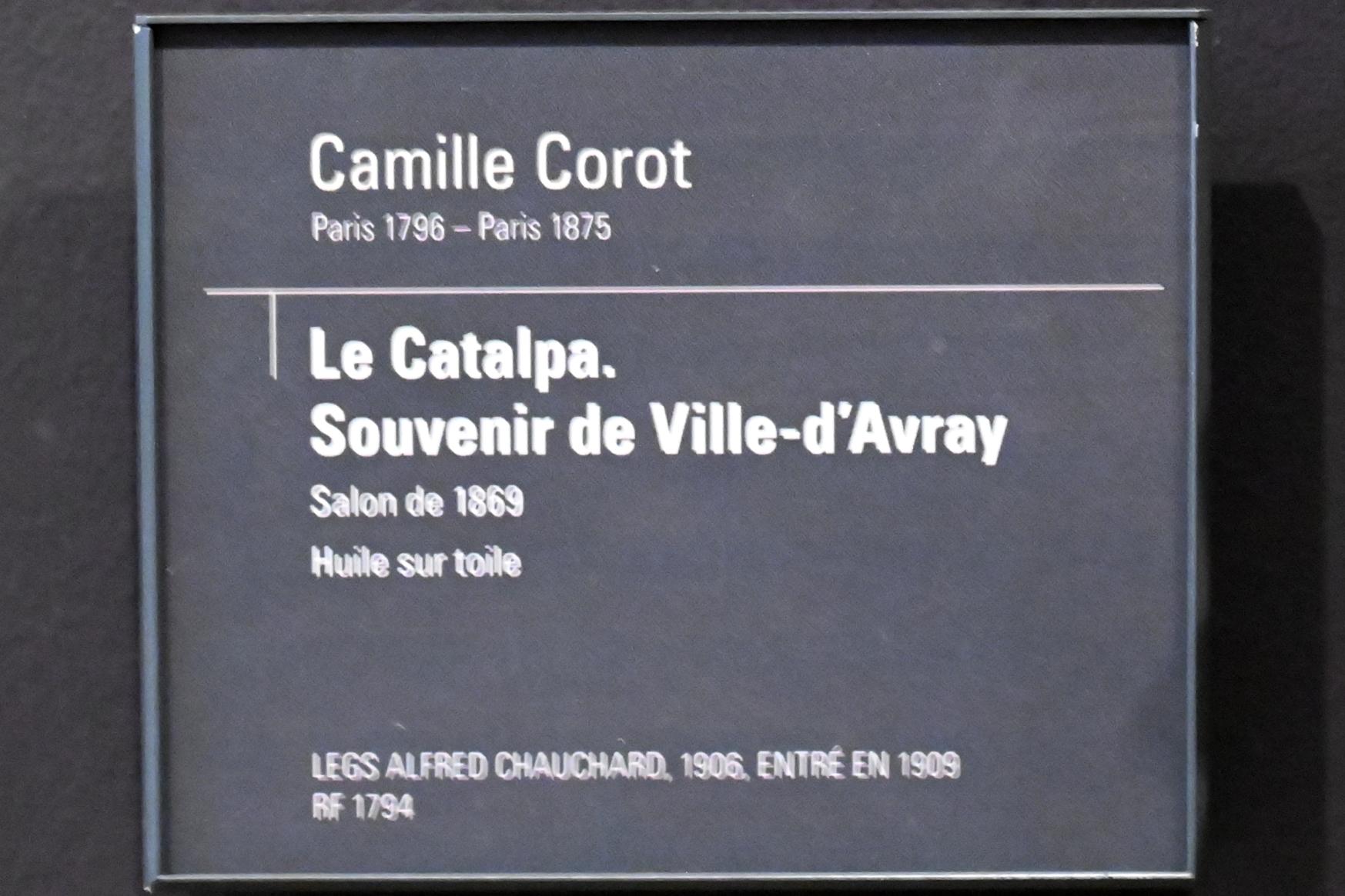 Jean-Baptiste Camille Corot (1823–1874), Der Trompetenbaum, Erinnerung an Ville-d’Avray, Paris, Musée d’Orsay, vor 1869, Bild 2/2