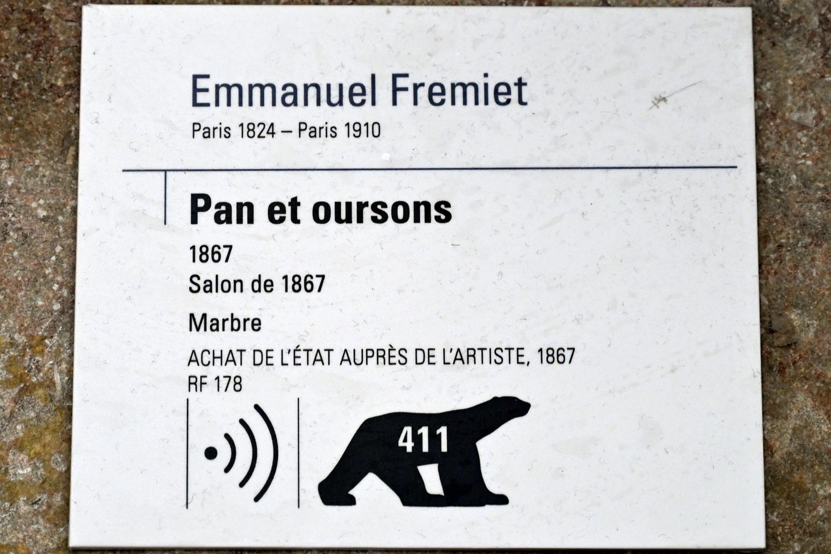 Emmanuel Frémiet (1867–1879), Pan und die Bärenkinder, Paris, Musée d’Orsay, 1867, Bild 7/7