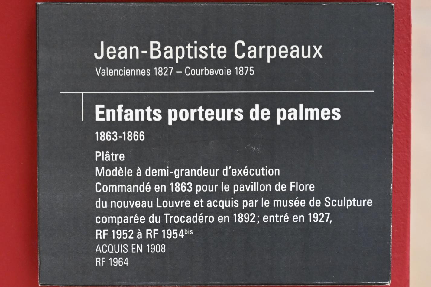 Jean-Baptiste Carpeaux (1859–1873), Putti mit Palmen, Paris, Palais du Louvre, jetzt Paris, Musée d’Orsay, 1863–1866, Bild 6/6