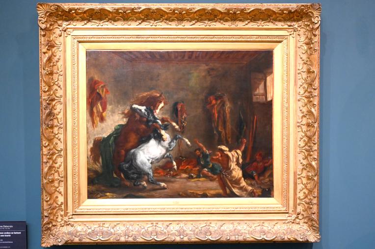 Eugène Delacroix (1820–1862), Der Kampf arabischer Pferde in einem Stall, Paris, Musée d’Orsay, 1860