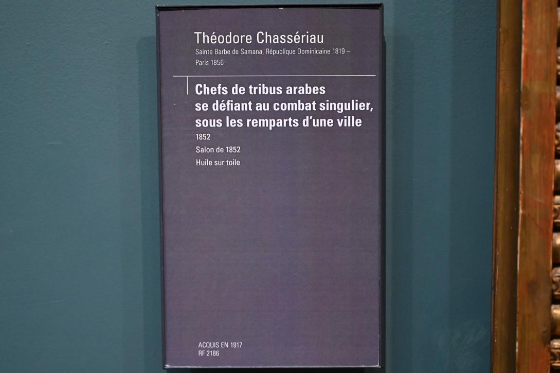 Théodore Chassériau (1835–1856), Die Herausforderung der Häuptlinge arabischer Stämme zum Zweikampf unter den Stadtmauern, Paris, Musée d’Orsay, 1852, Bild 2/2
