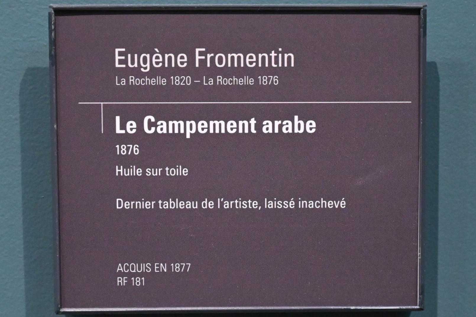 Eugène Fromentin (1863–1876), Das Araberlager, Paris, Musée d’Orsay, 1876, Bild 2/2