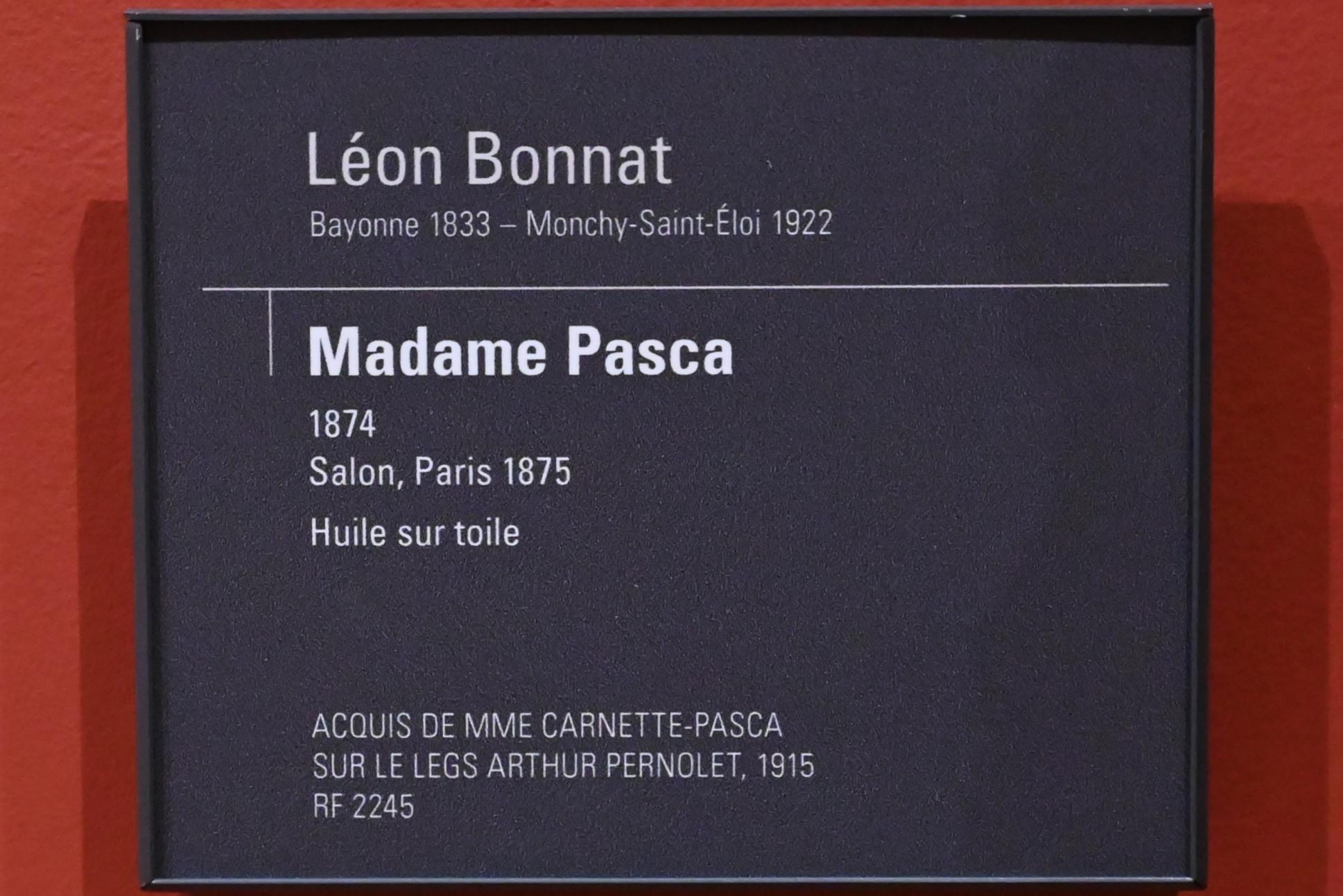 Léon Bonnat (1869–1880), Porträt der französischen Theaterschauspielerin Madame Pasca (1833-1914), Paris, Musée d’Orsay, 1874, Bild 2/2