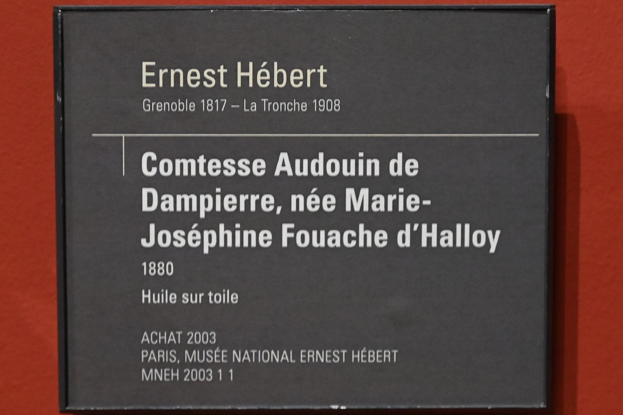 Ernest Hébert (1848–1880), Porträt der Gräfin Audouin de Dampierre, geborene Marie-Josephine Fouache d'Halloy, Paris, Musée d’Orsay, 1880, Bild 2/2