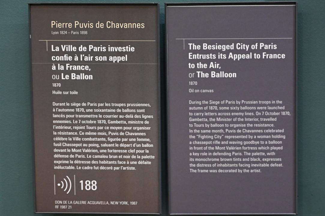 Pierre Puvis de Chavannes (1850–1891), Die belagerte Stadt Paris vertraut Frankreich ihren Appell der Luft (Der Ballon), Paris, Musée d’Orsay, 1870, Bild 2/2