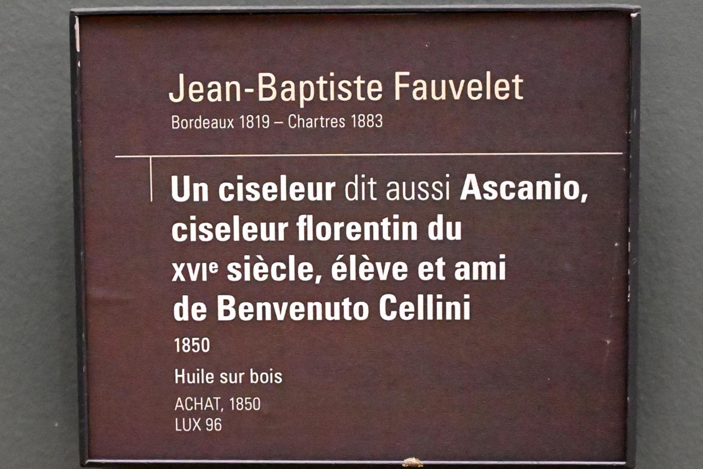 Jean Baptiste Fauvelet (1850), Graveur (Ascanio, ein Florentinischer Graveur des 16. Jahrhunderts, Schüler und Freund von Benvenuto Cellini), Paris, Musée d’Orsay, 1850, Bild 2/2