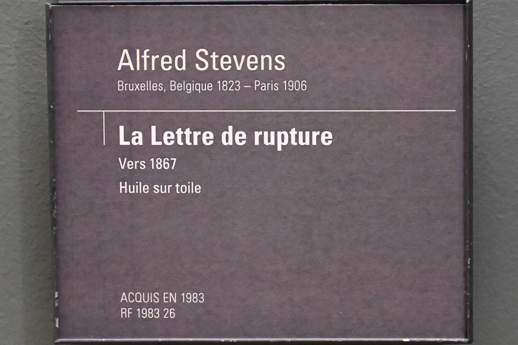 Alfred Stevens (1867–1888), Der Trennungsbrief, Paris, Musée d’Orsay, um 1867, Bild 2/2