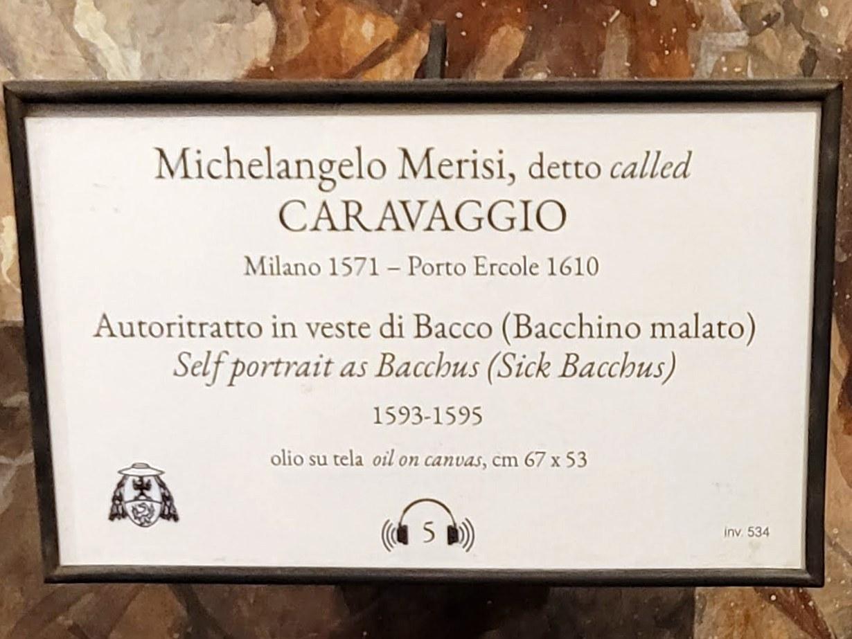 Michelangelo Merisi da Caravaggio (1594–1610), Selbstporträt als Bacchus (Kranker Bacchus), Rom, Villa Borghese, Galleria Borghese, 1593–1595, Bild 2/2