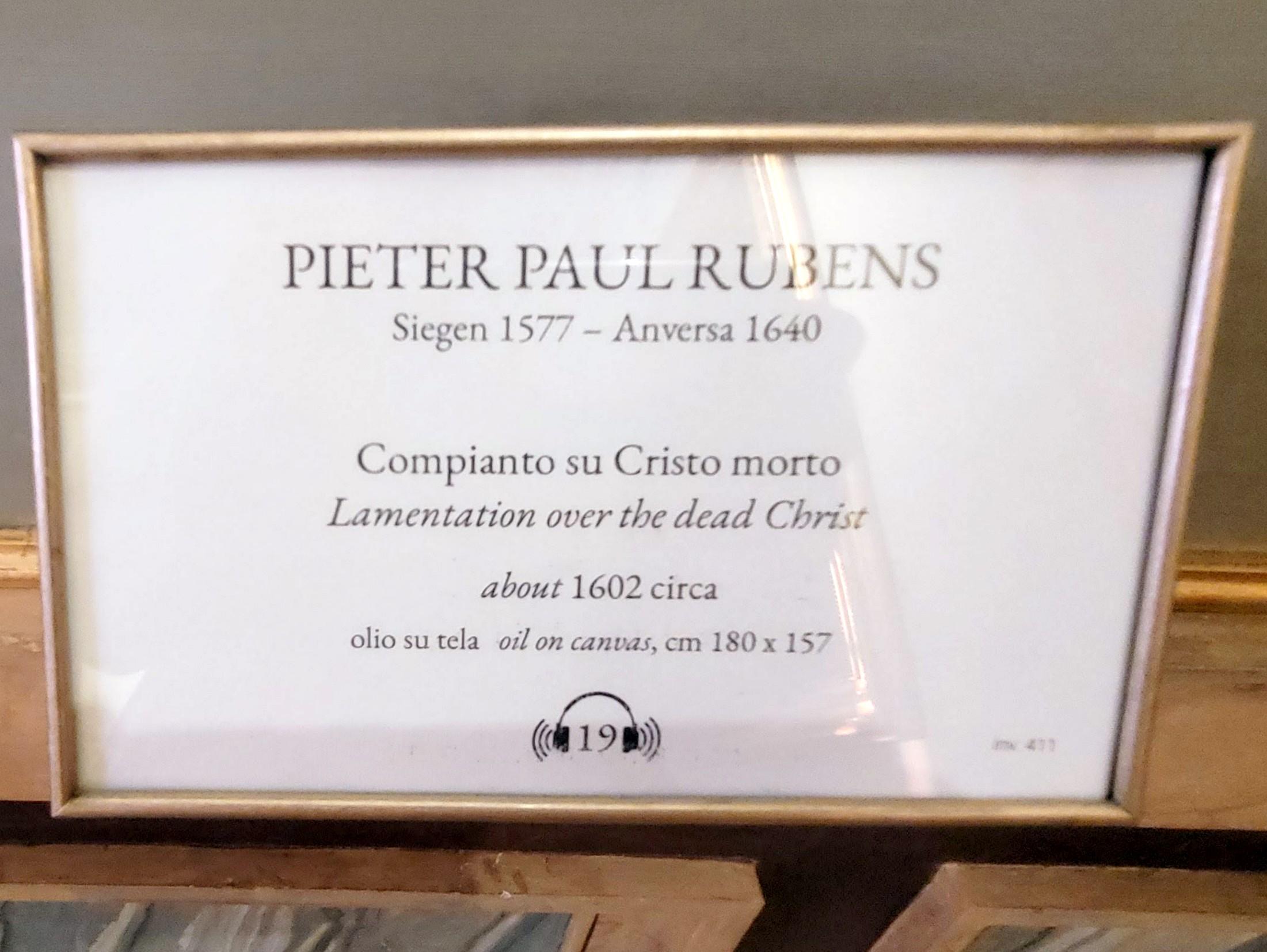 Peter Paul Rubens (1598–1650), Beweinung Christi, Rom, Villa Borghese, Galleria Borghese, um 1602, Bild 2/2