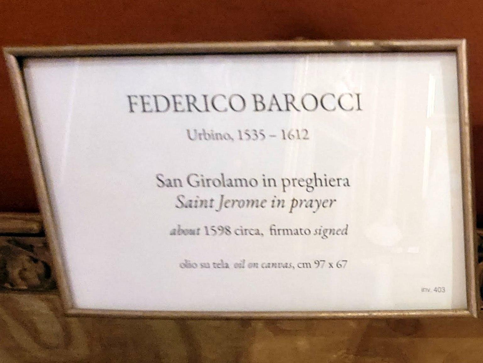 Federico Barocci (1557–1612), Der heilige Hieronymus im Gebet, Rom, Villa Borghese, Galleria Borghese, um 1598, Bild 2/2