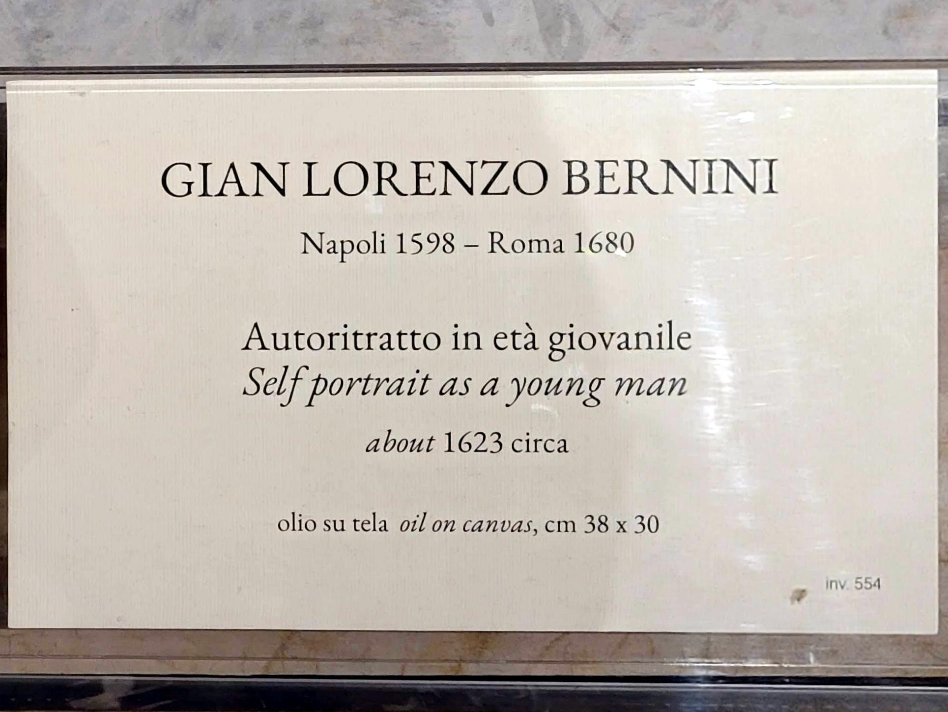 Gian Lorenzo Bernini (1614–1679), Selbstporträt als junger Mann, Rom, Villa Borghese, Galleria Borghese, um 1623, Bild 2/2