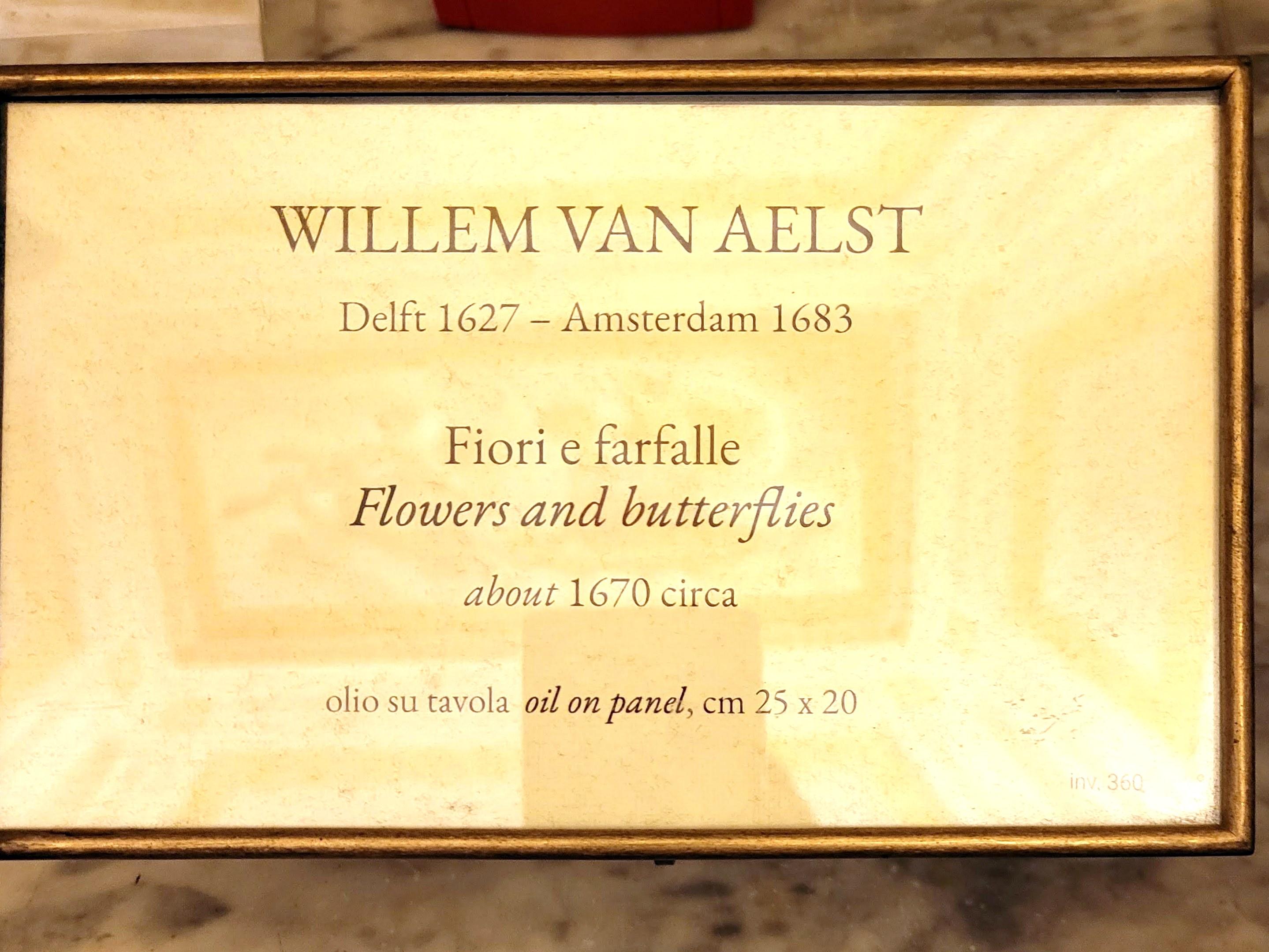 Willem van Aelst (1660–1679), Blumen und Schmetterlinge, Rom, Villa Borghese, Galleria Borghese, um 1670, Bild 2/2