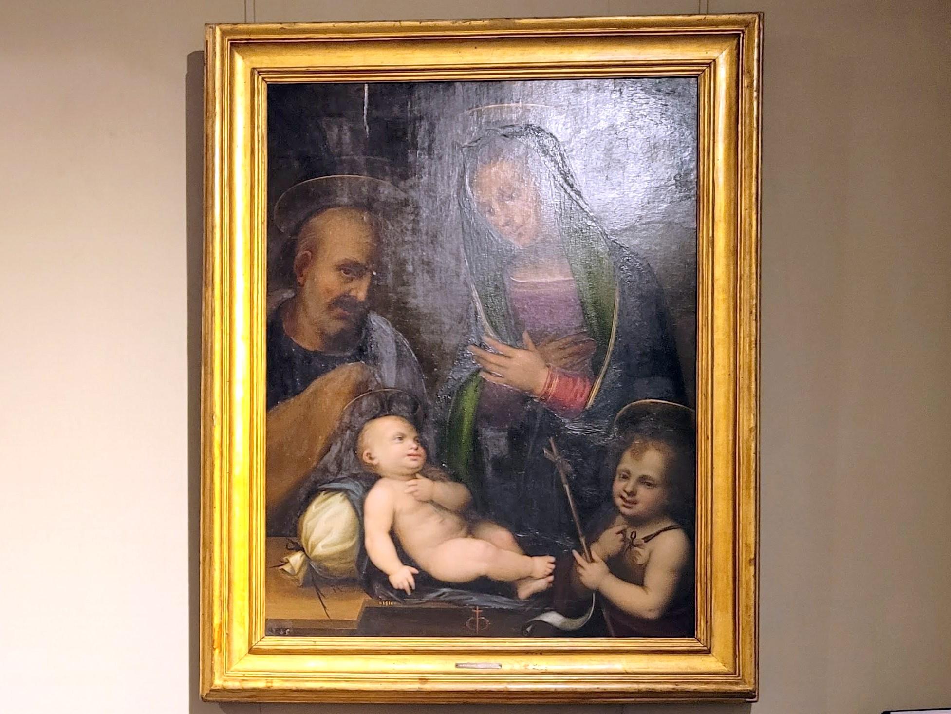 Mariotto Albertinelli (1506–1511), Heilige Familie mit dem Johannesknaben, Rom, Villa Borghese, Galleria Borghese, 1511, Bild 1/2