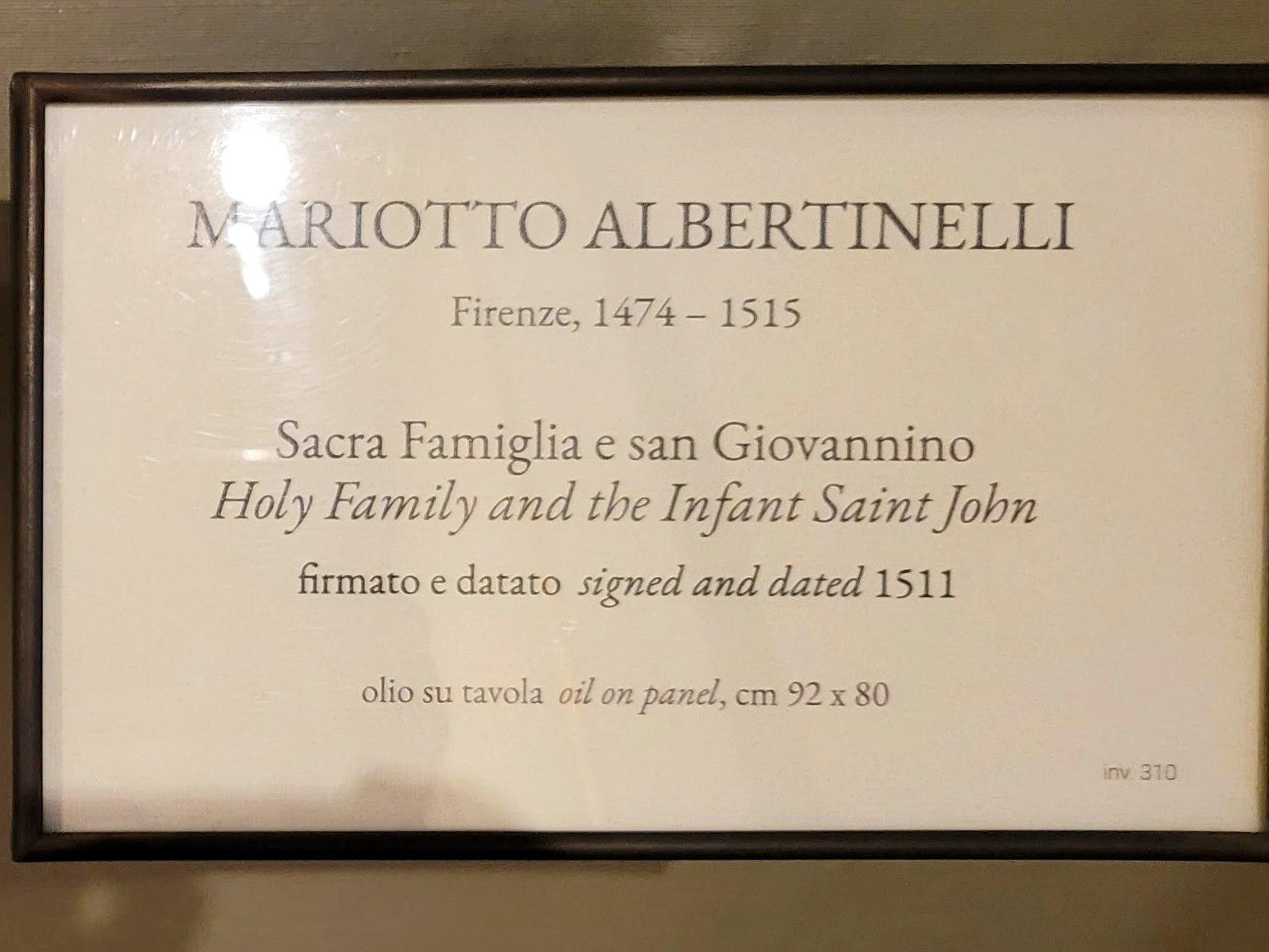 Mariotto Albertinelli (1506–1511), Heilige Familie mit dem Johannesknaben, Rom, Villa Borghese, Galleria Borghese, 1511, Bild 2/2