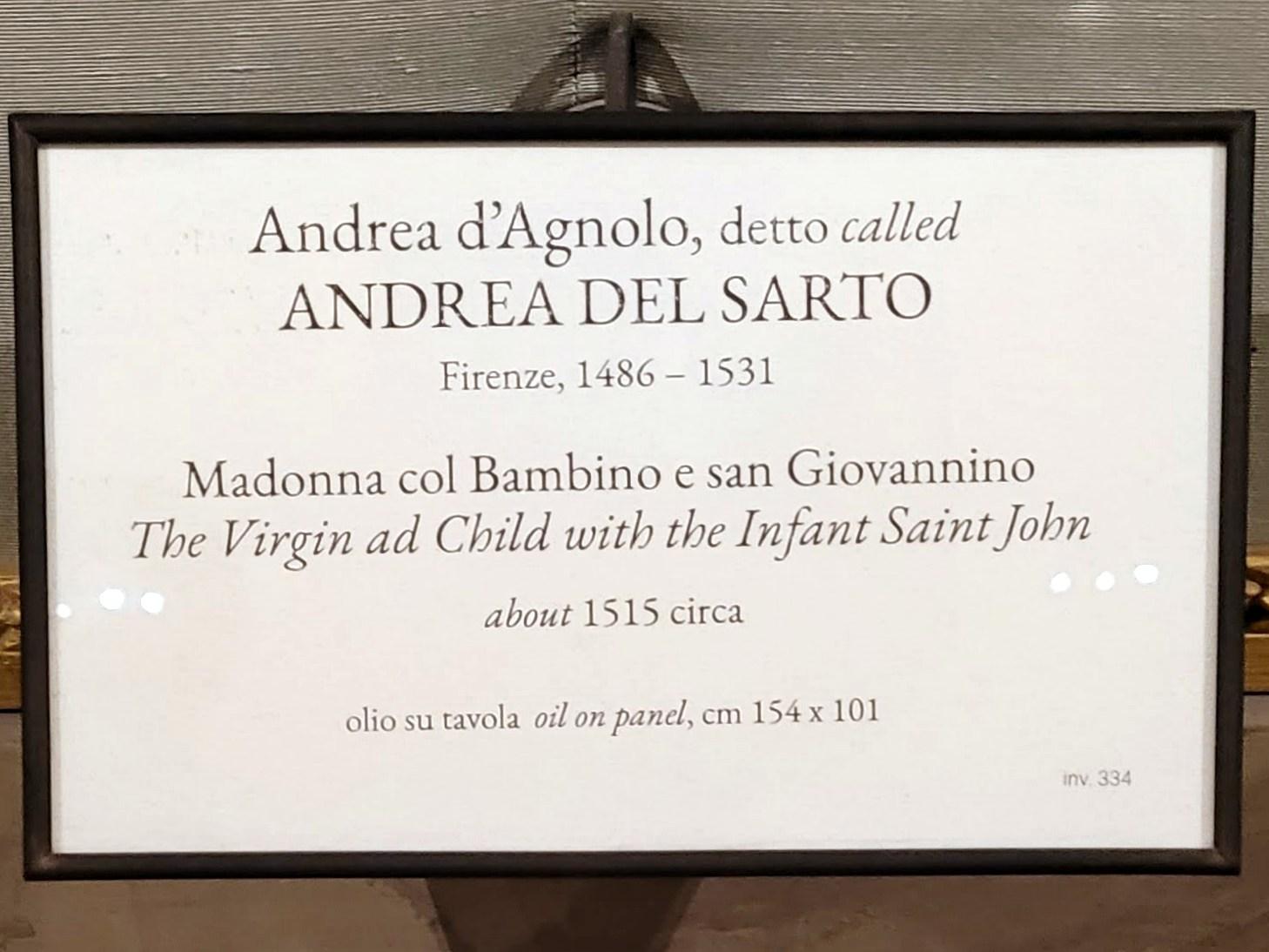 Andrea del Sarto (1512–1529), Maria mit Kind und dem Johannesknaben, Rom, Villa Borghese, Galleria Borghese, um 1515, Bild 2/2