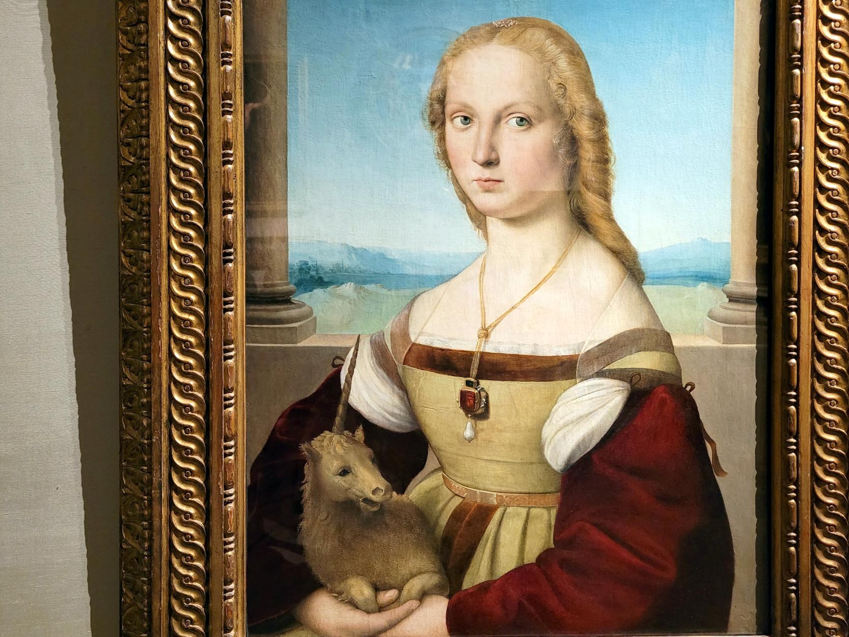 Raffael (Raffaello Sanzio da Urbino, Raffaello Santi) (1501–1519), Dame mit Einhorn, Rom, Villa Borghese, Galleria Borghese, um 1506, Bild 2/4