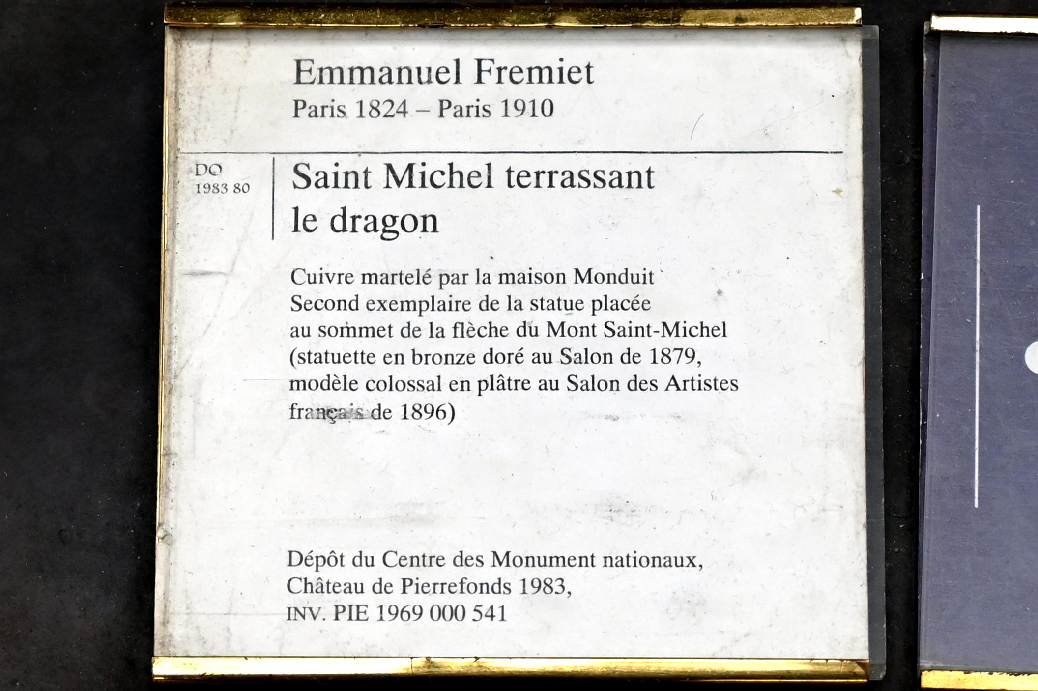 Emmanuel Frémiet (1867–1879), Der heilige Michael tötet den Drachen, Le Mont-Saint-Michel, Abtei Mont-Saint-Michel, jetzt Paris, Musée d’Orsay, vor 1879, Bild 6/6